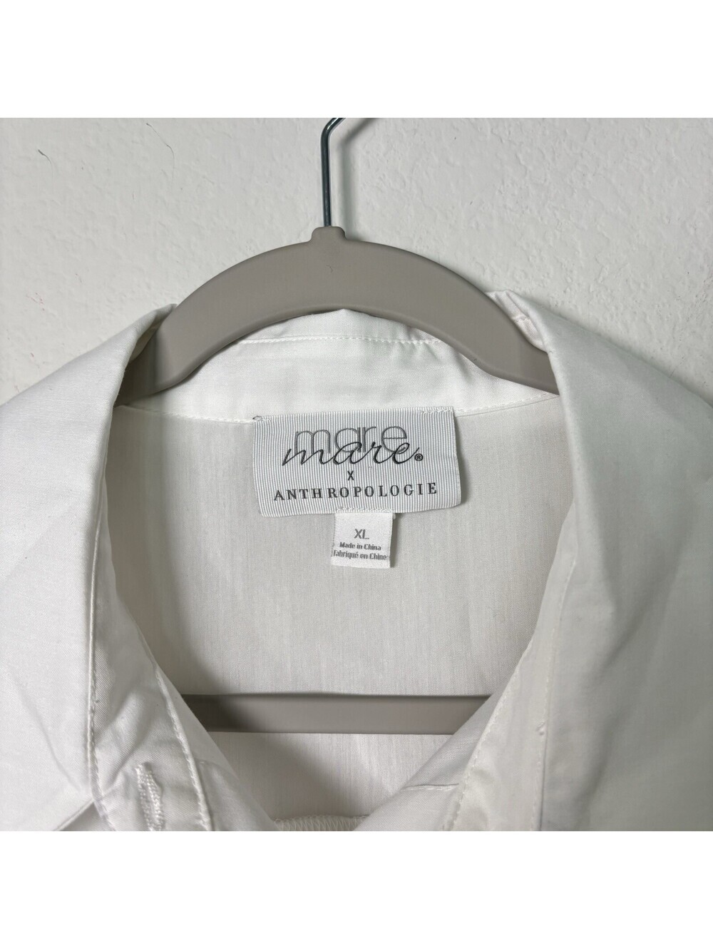 Mare Mare x Anthropologie White Cotton Button Up Tie Sleeve Women’s Size XL EUC - Picture 4 of 8